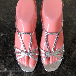 Nina silver sandal heel